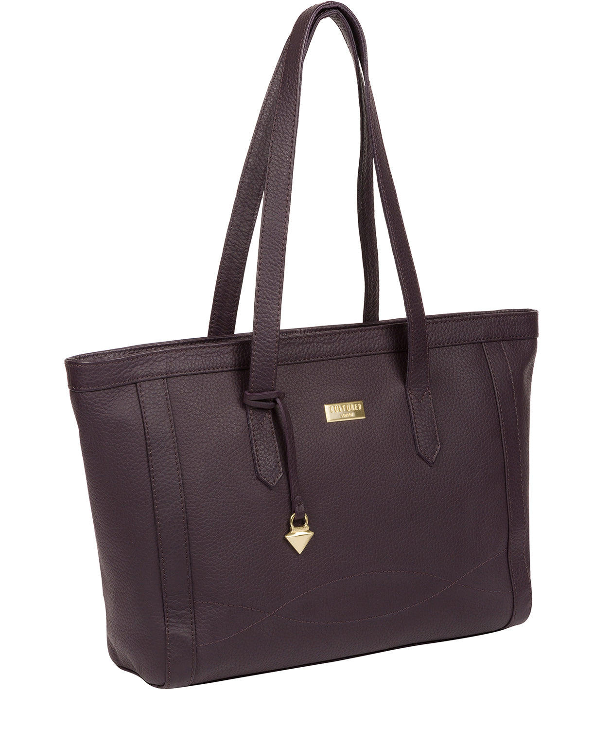 'Farah' Fig Leather Tote Bag image 6