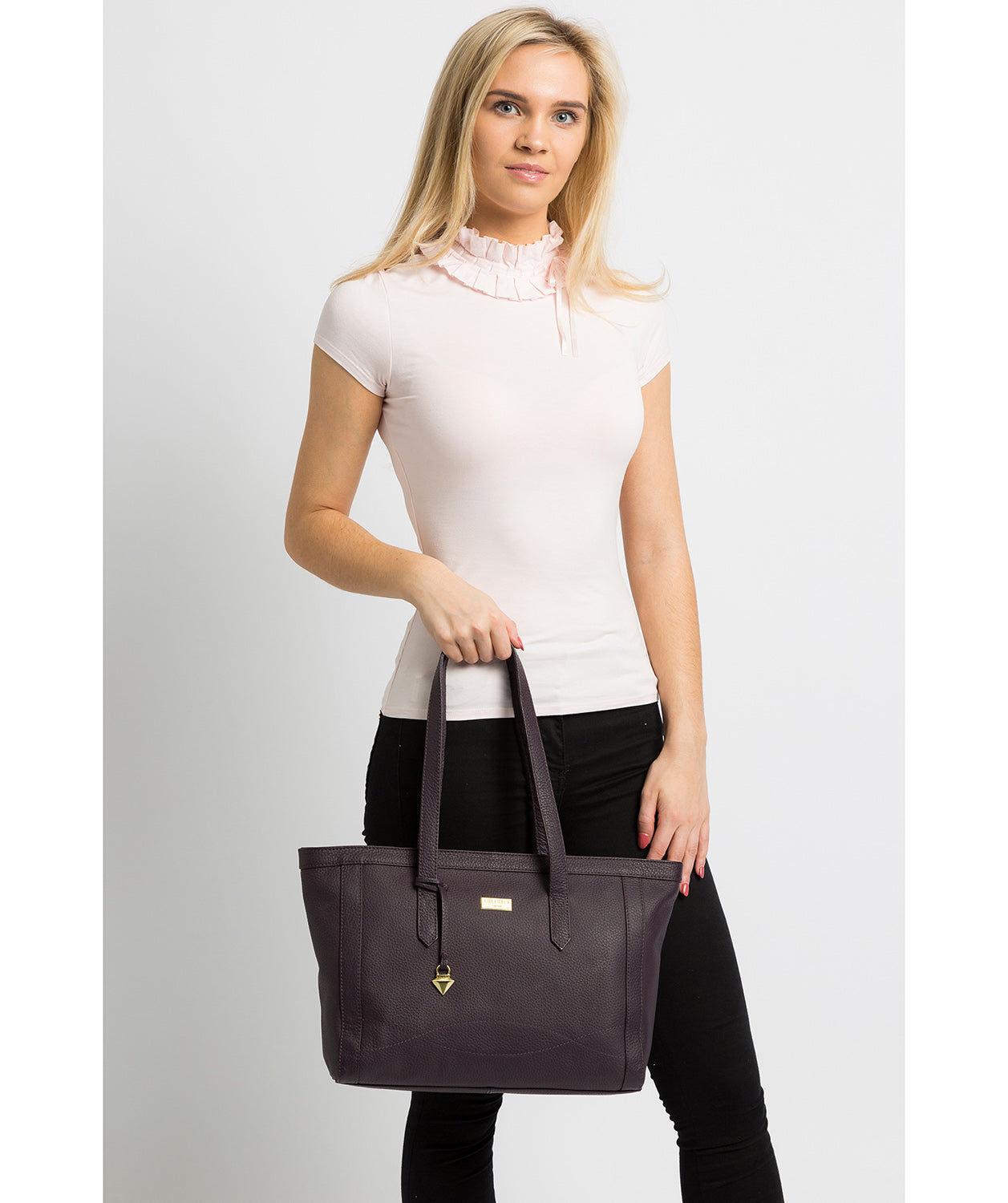 'Farah' Fig Leather Tote Bag image 2