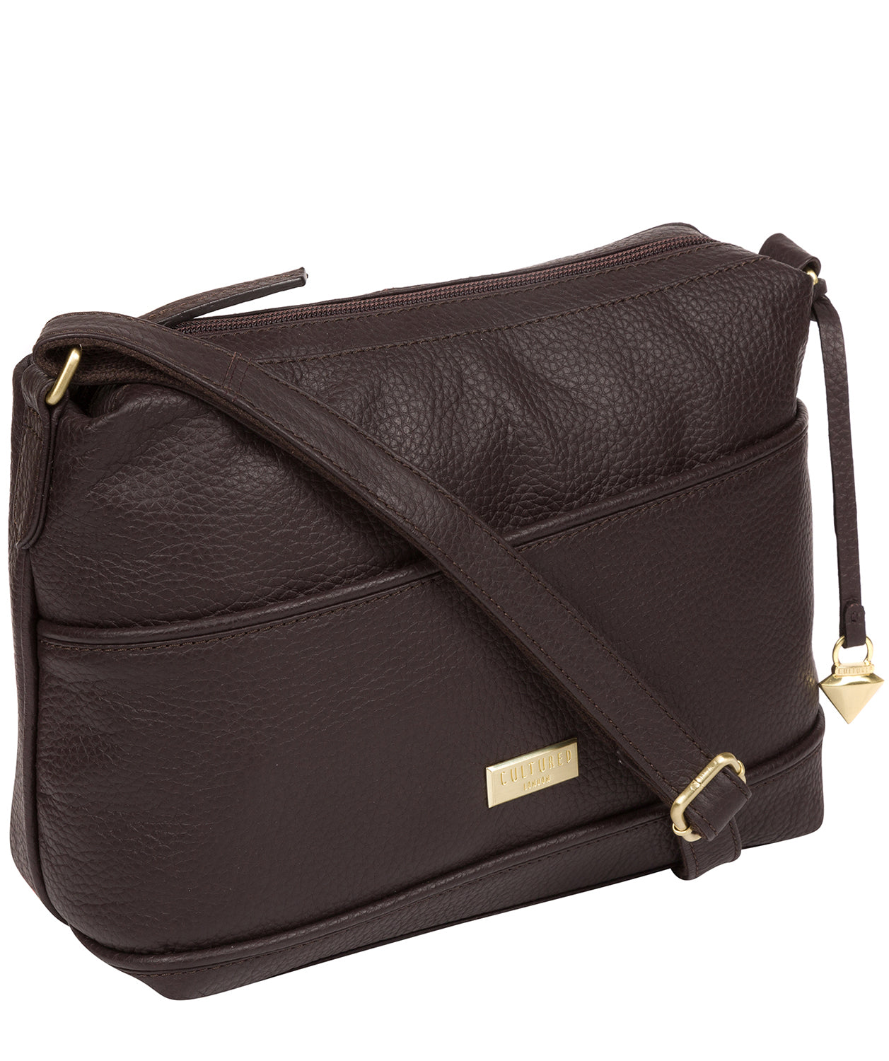 'Duana' Dark Chocolate Leather Shoulder Bag Pure Luxuries London