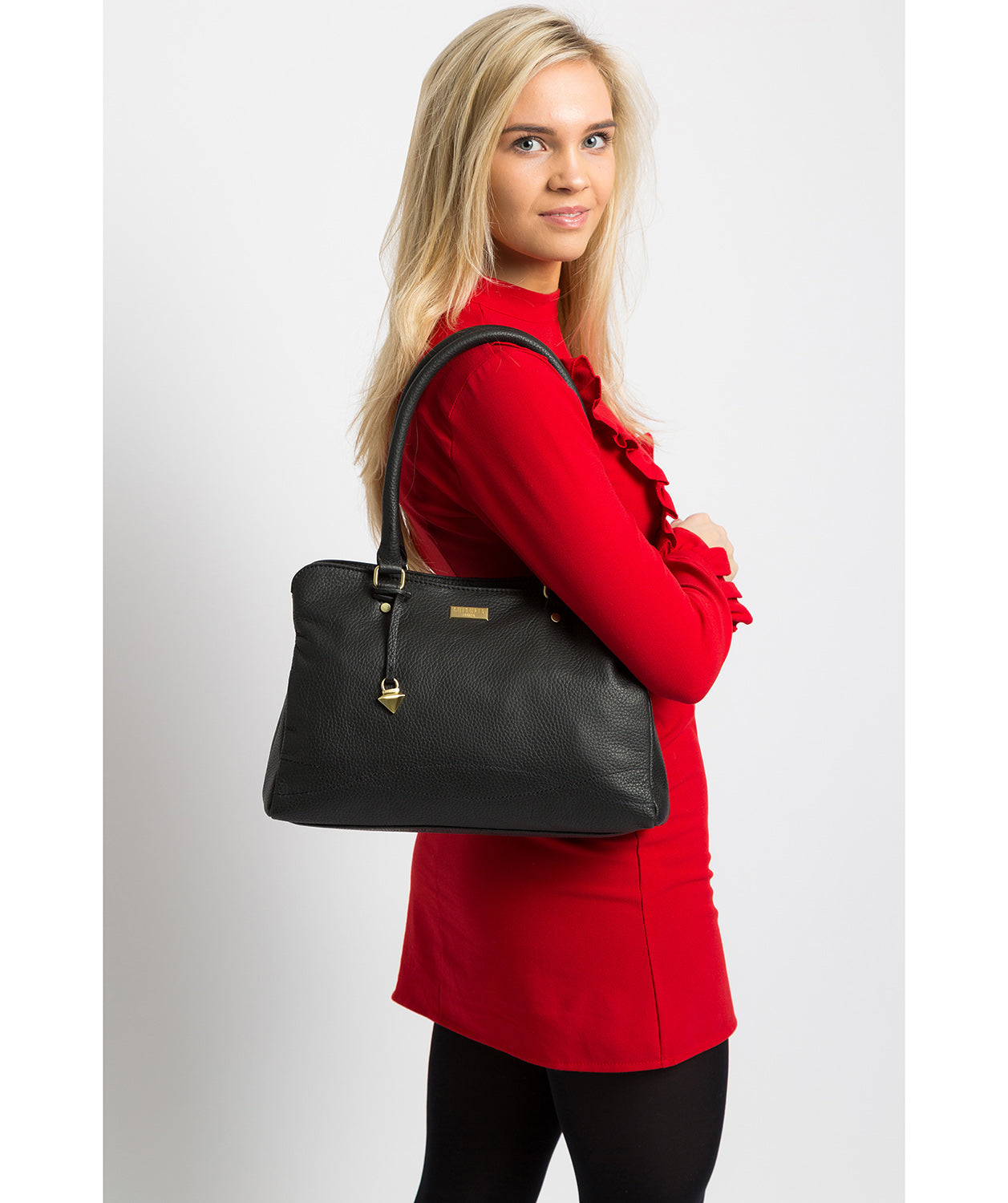 'Kiona' Black Leather Handbag Pure Luxuries London