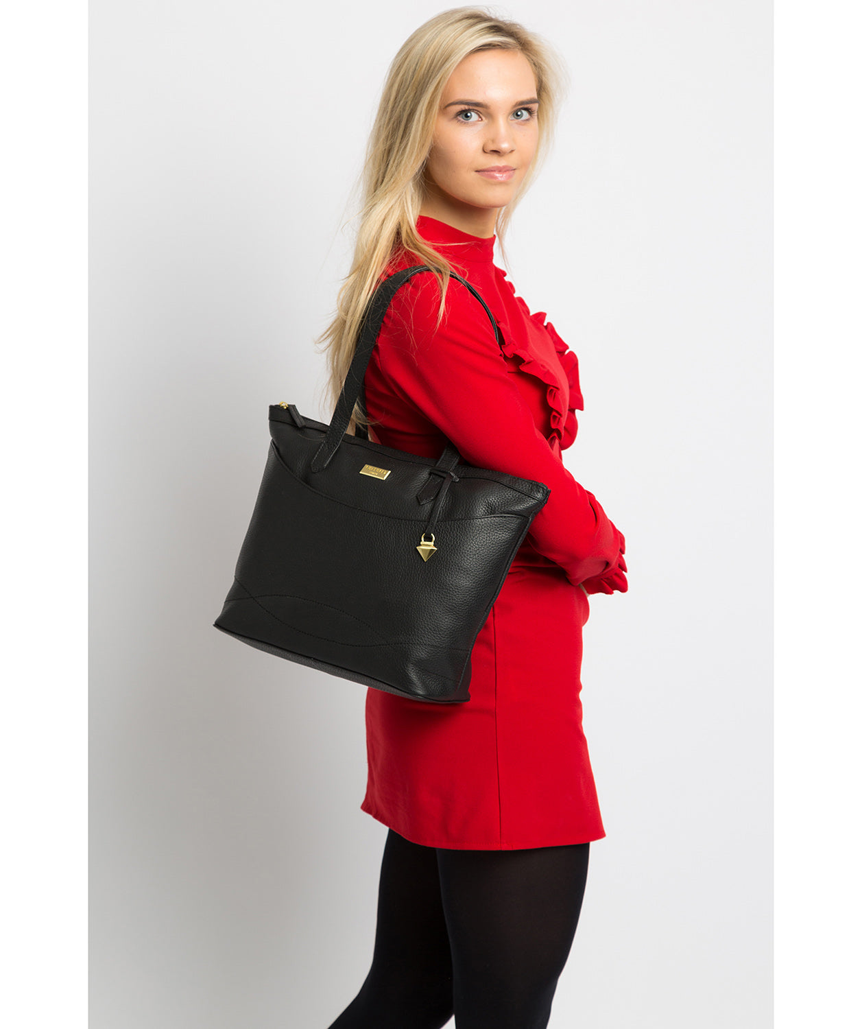 'Oriana' Black Leather Tote Bag Pure Luxuries London