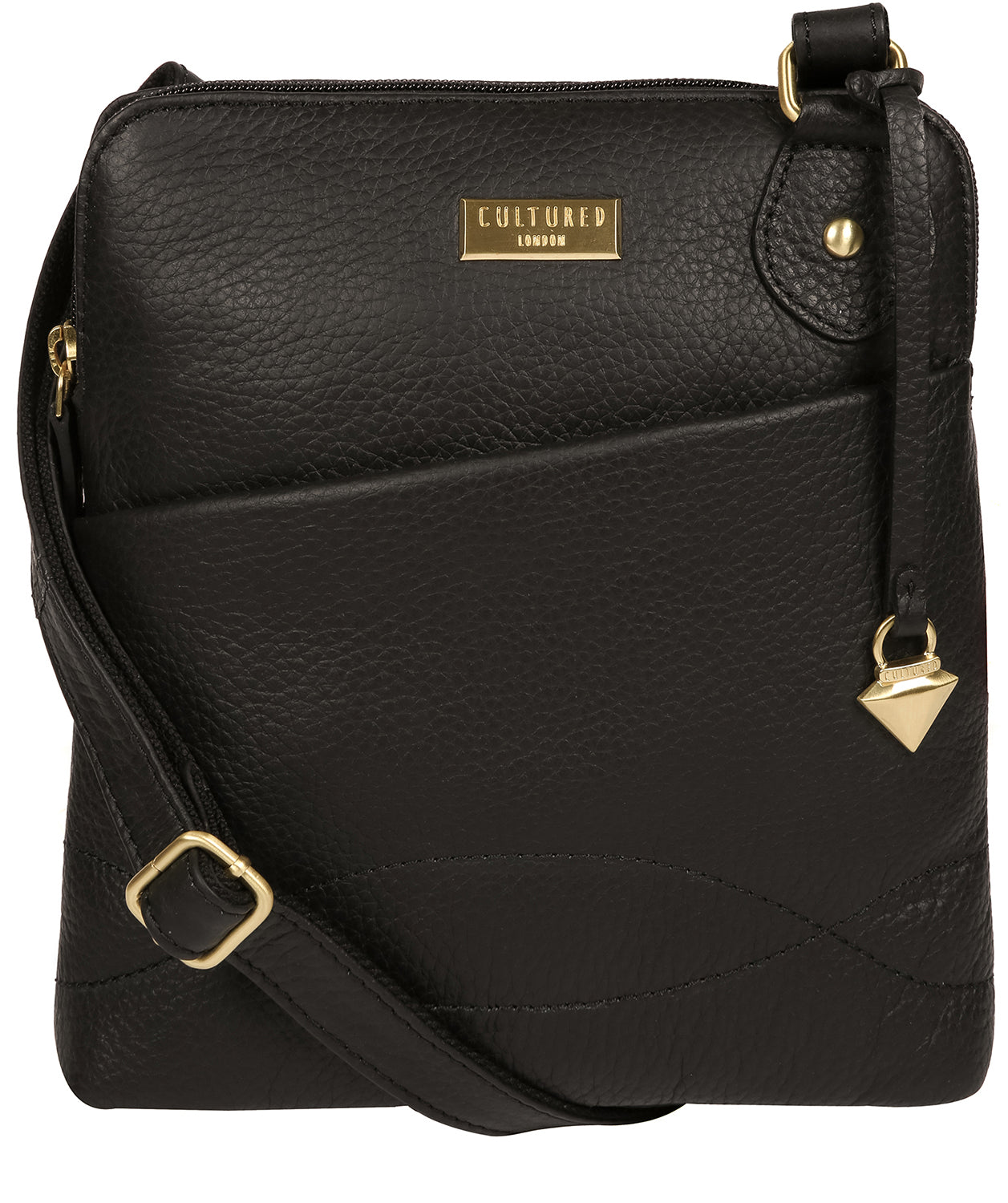 'Jarah' Black Leather Cross Body Bag Pure Luxuries London