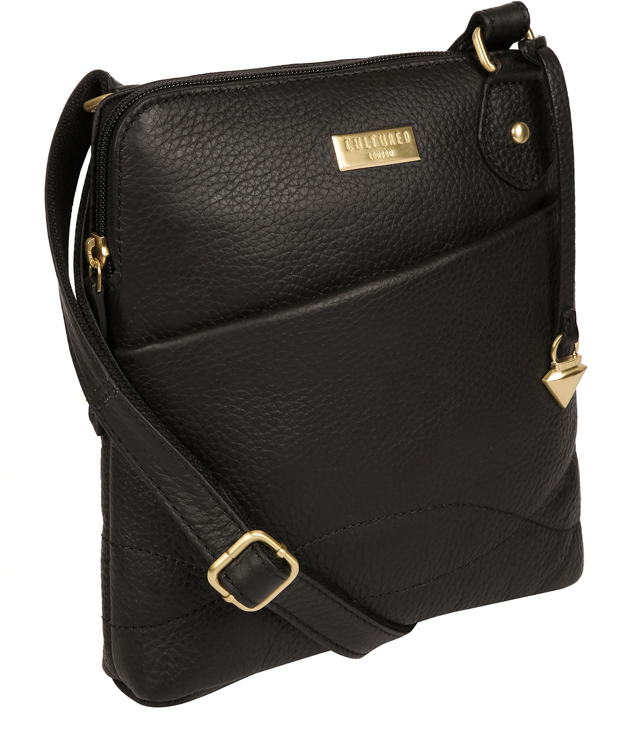 'Jarah' Black Leather Cross Body Bag Pure Luxuries London