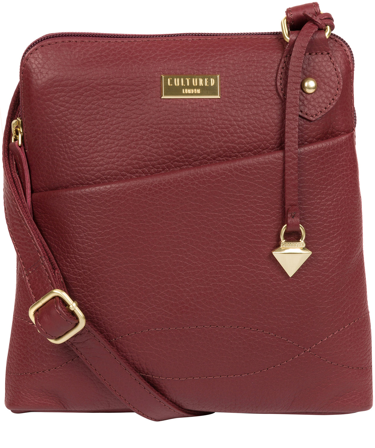 'Jarah' Ruby Red Leather Cross Body Bag Pure Luxuries London