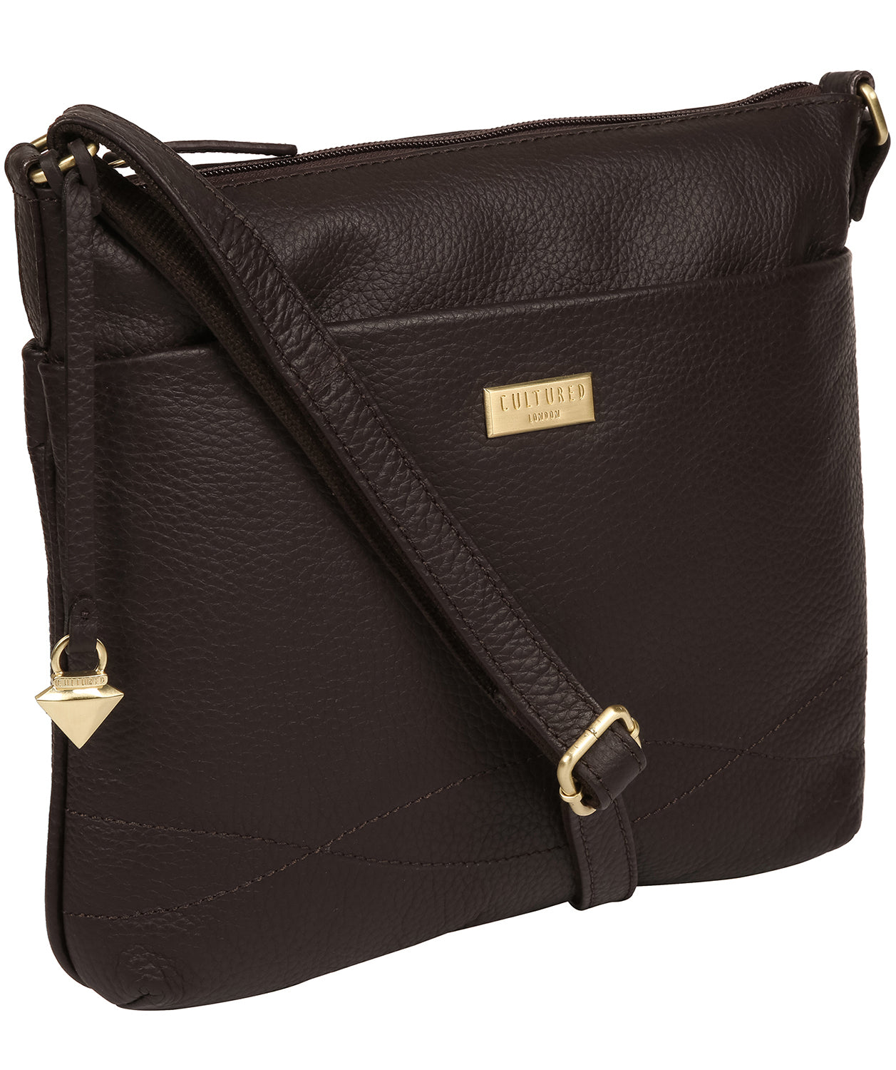 'Gianna' Dark Chocolate Leather Cross Body Bag Pure Luxuries London