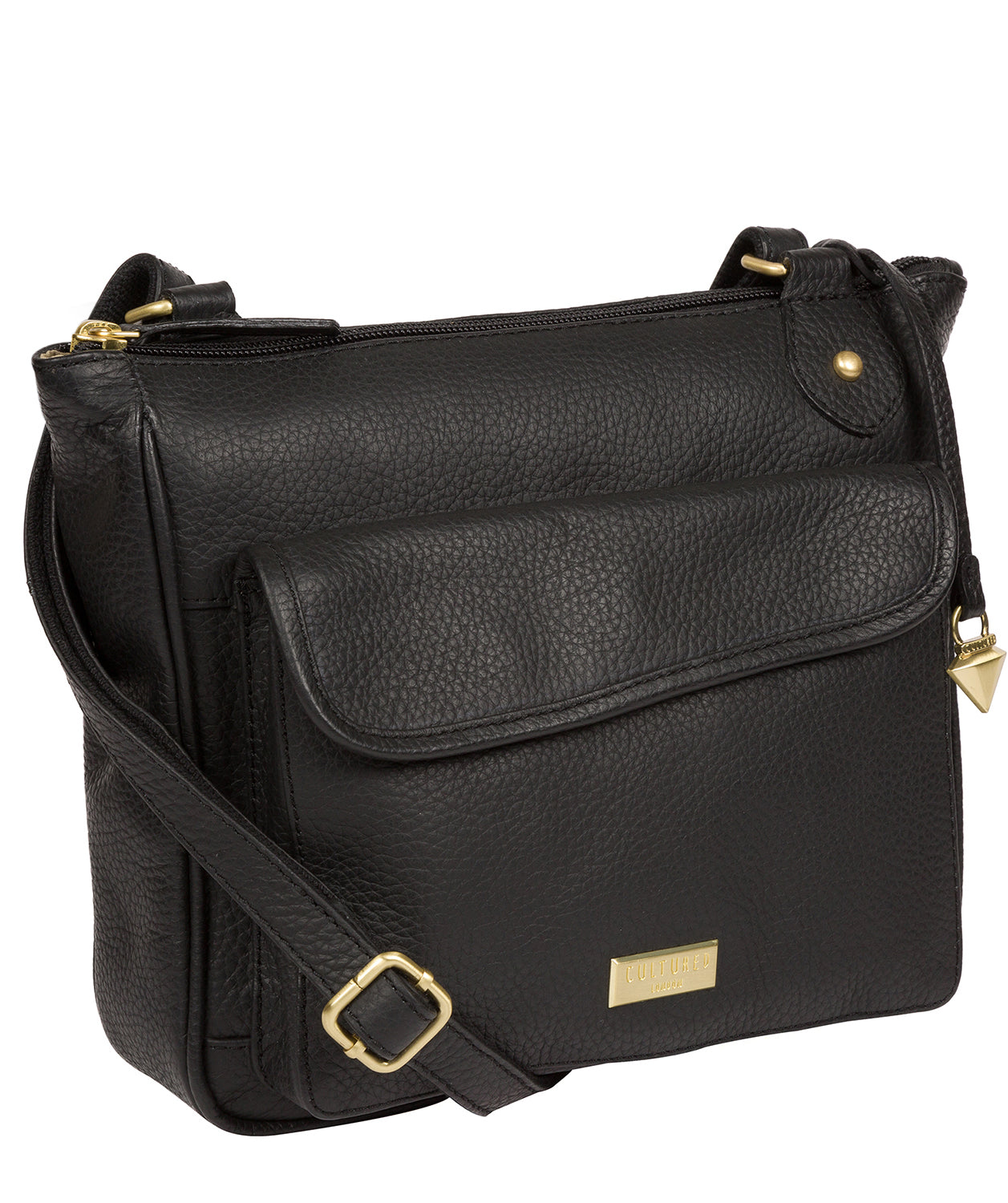 'Aria' Black Leather Cross Body Bag image 5