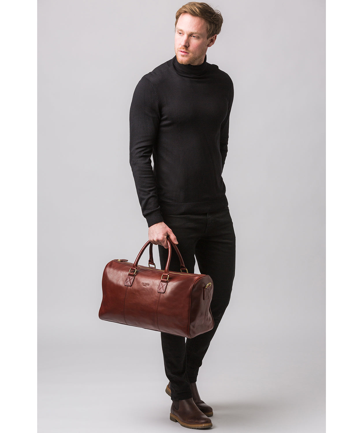 'Club' Dark Chestnut Leather Holdall