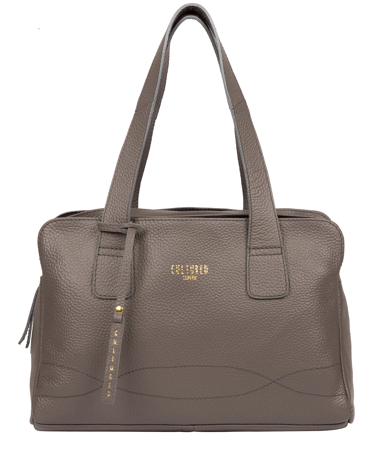 'Sabrina' Silver Grey Leather Handbag Pure Luxuries London