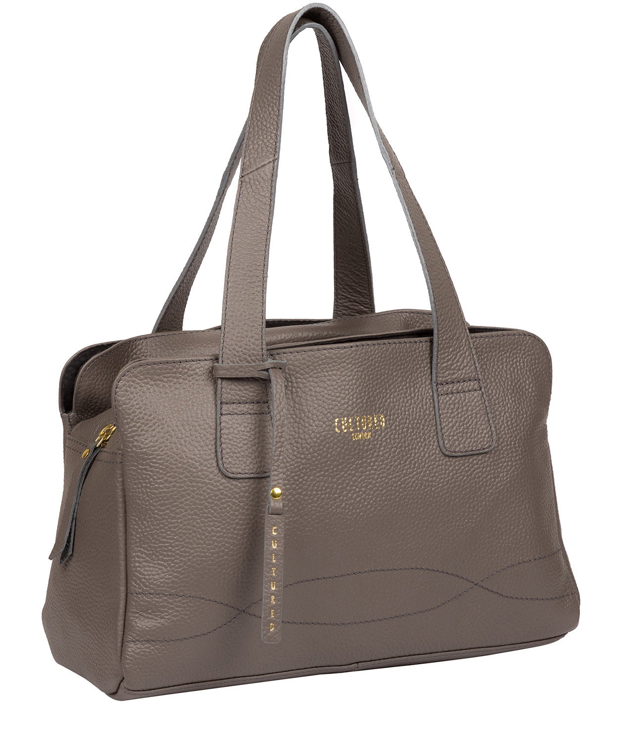 'Sabrina' Silver Grey Leather Handbag Pure Luxuries London