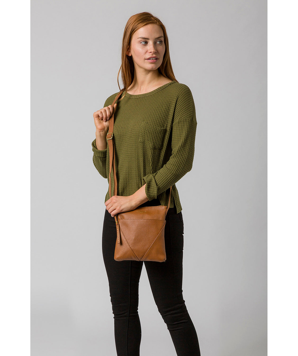 'Rebecca' Tan Leather Cross Body Bag image 2