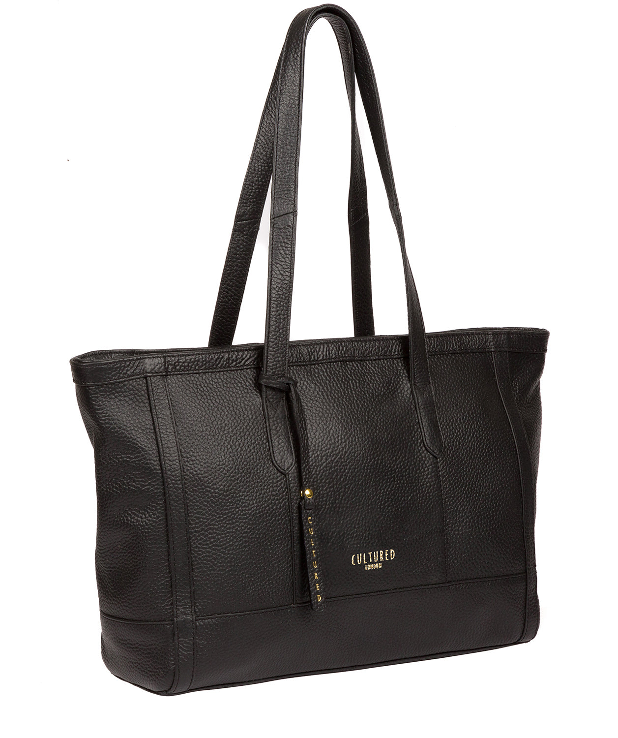 'Silvana' Black Leather Tote Bag image 5