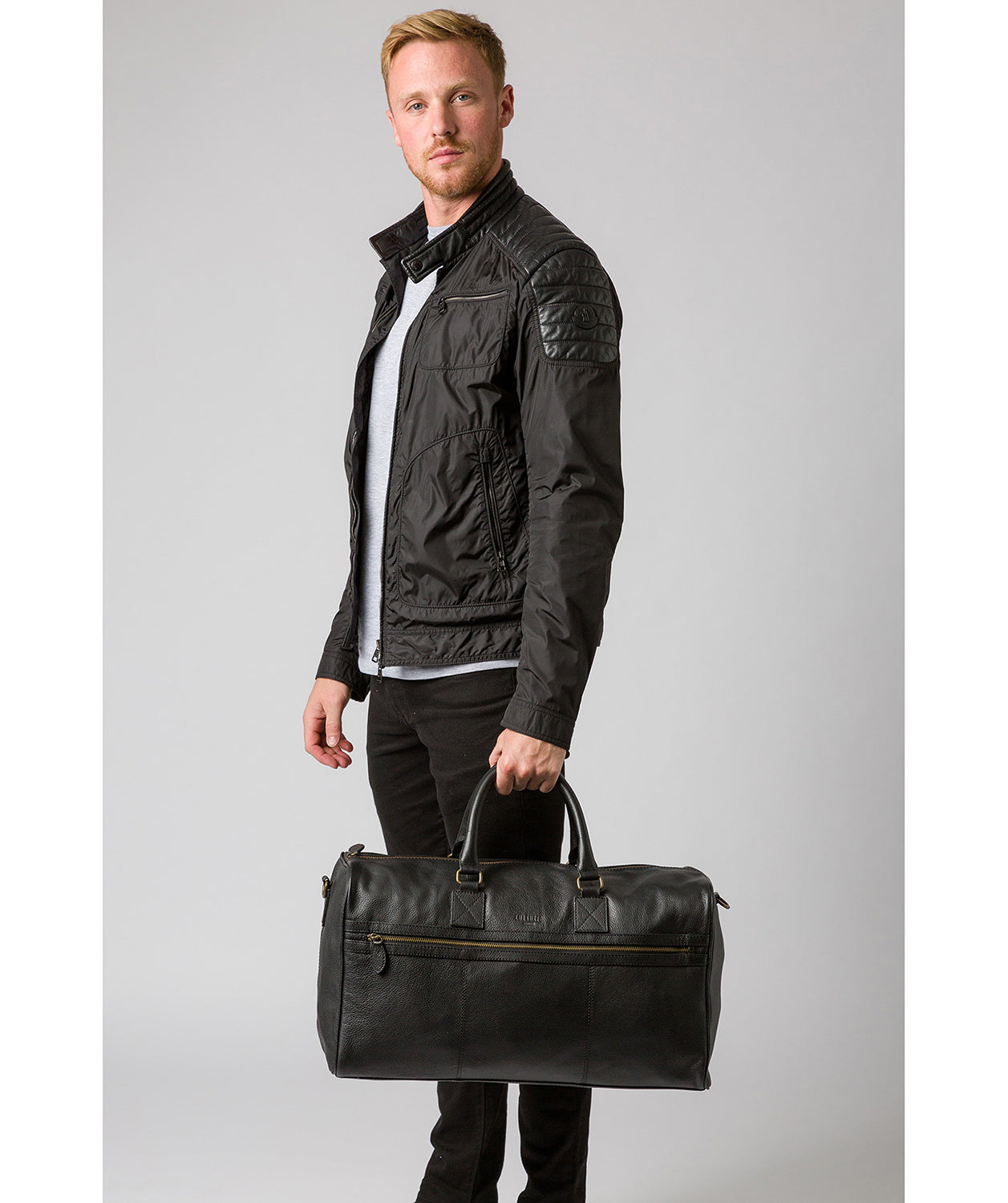 'Helm' Black Leather Holdall Pure Luxuries London