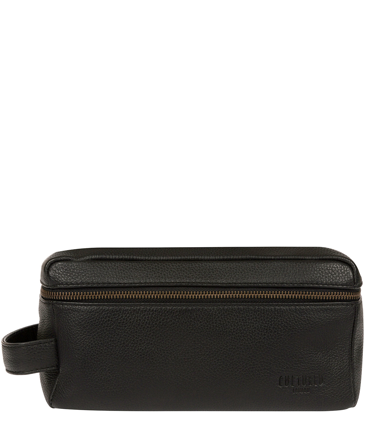 'Boom' Black Leather Washbag Pure Luxuries London