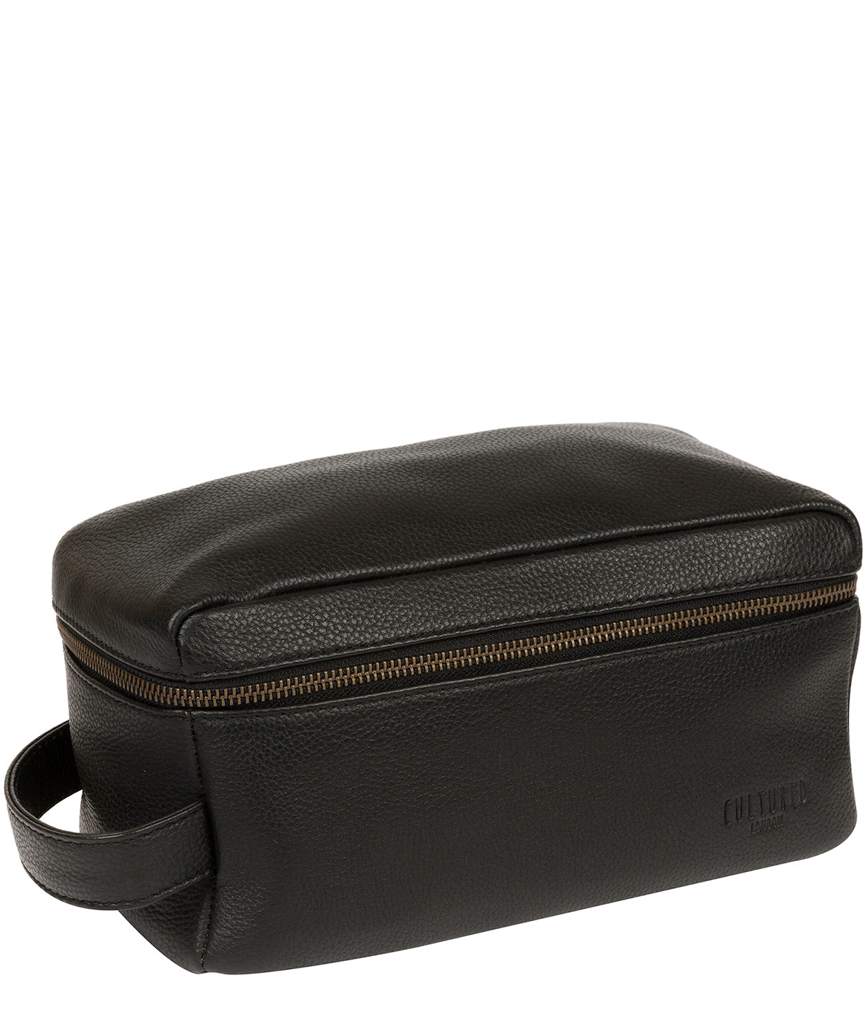 'Boom' Black Leather Washbag Pure Luxuries London