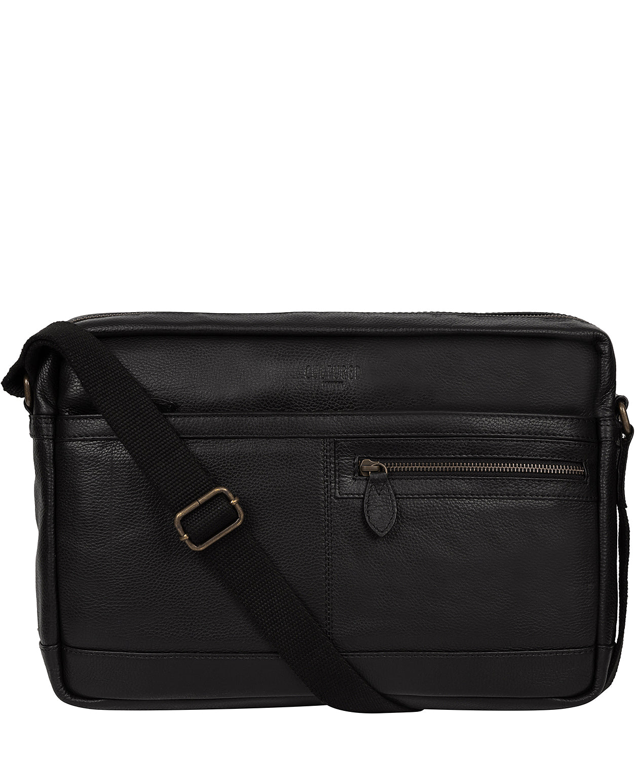 'Tower' Black Leather Messenger Bag