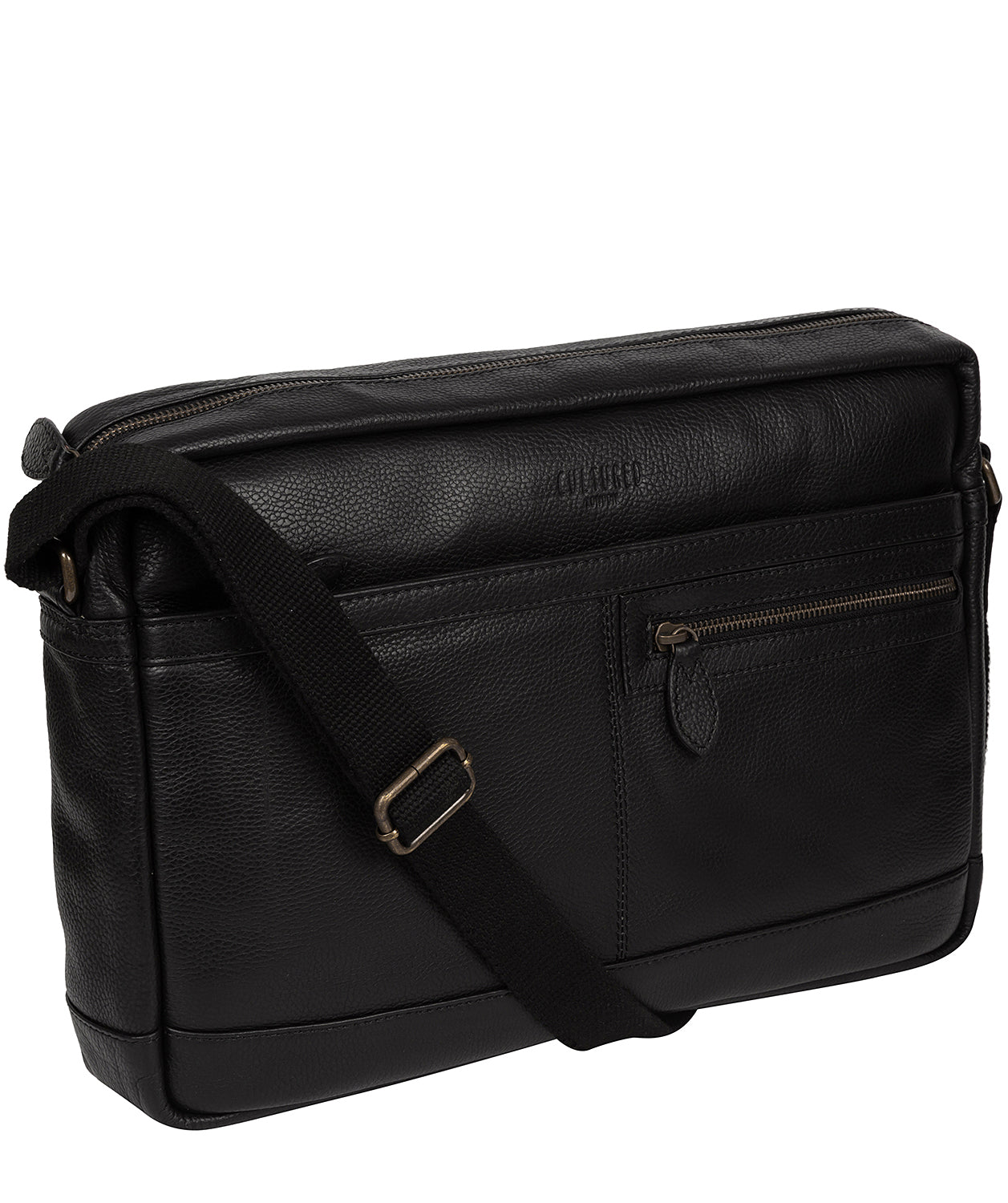 'Tower' Black Leather Messenger Bag