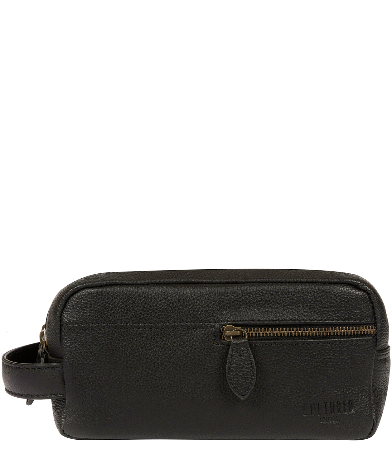 'Cove' Black Leather Washbag image 1