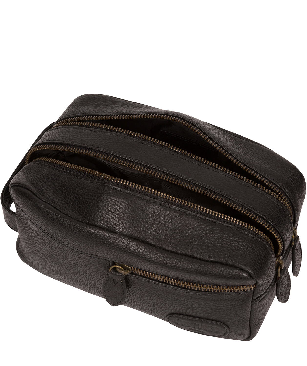 'Cove' Black Leather Washbag