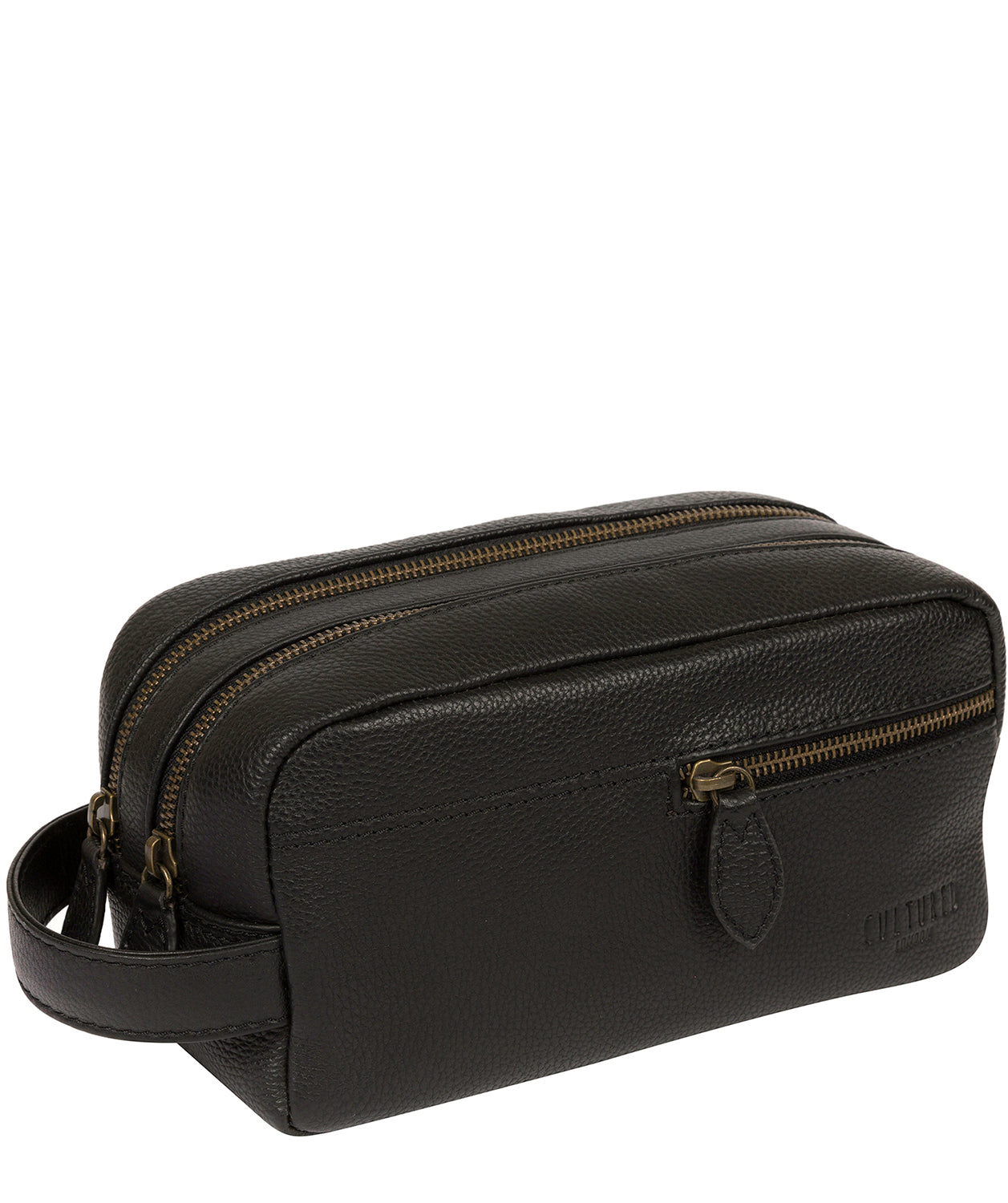 'Cove' Black Leather Washbag image 6