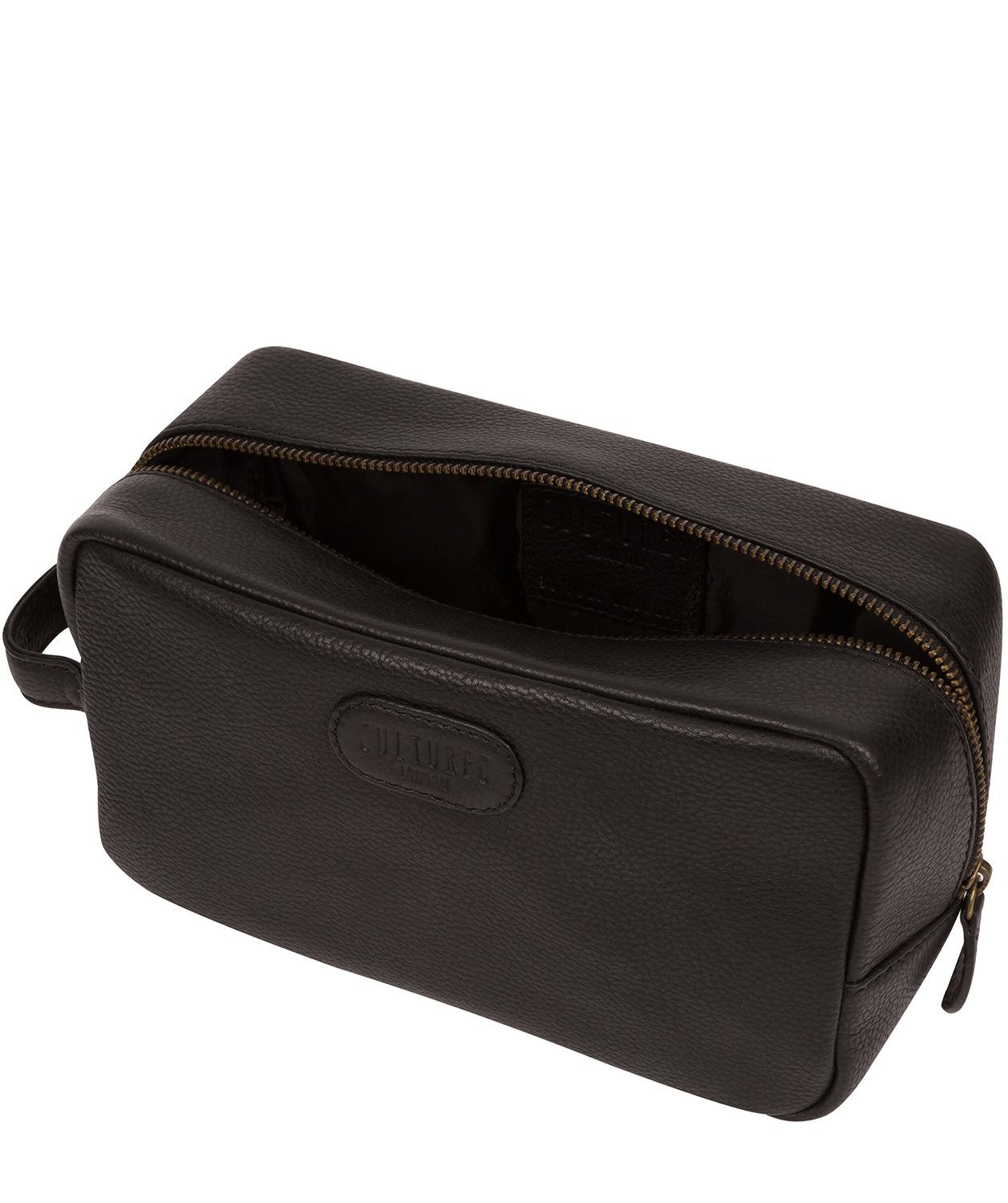 'Ronnie' Black Leather Washbag