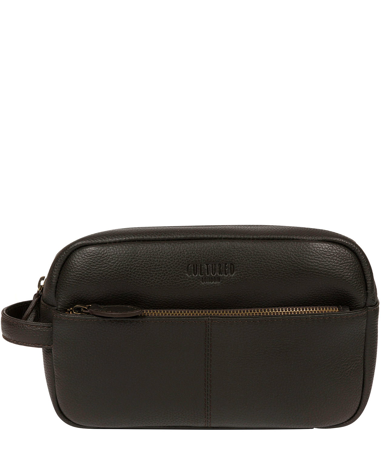 'Reggie' Brown Leather Washbag image 1