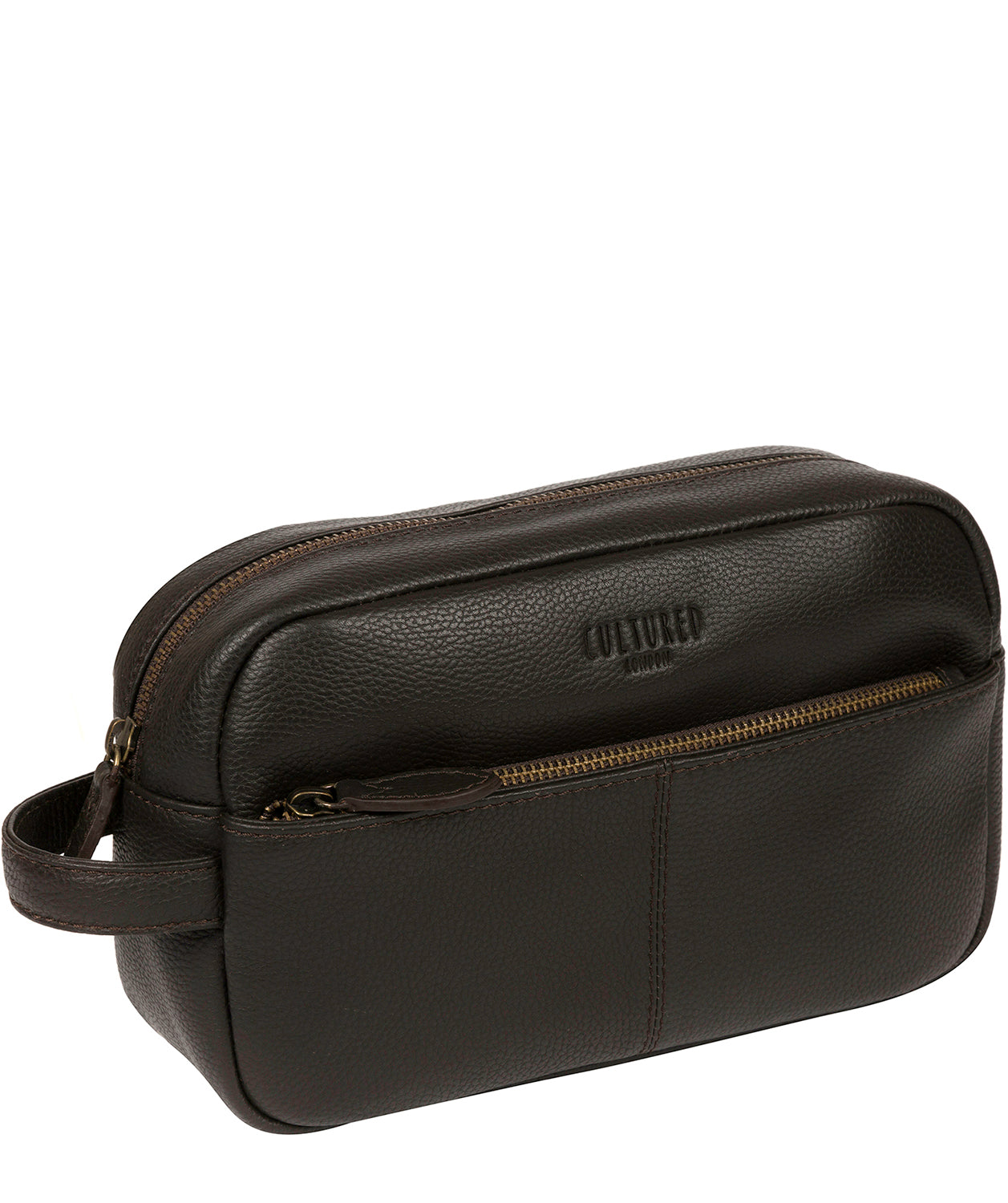 'Reggie' Brown Leather Washbag image 6