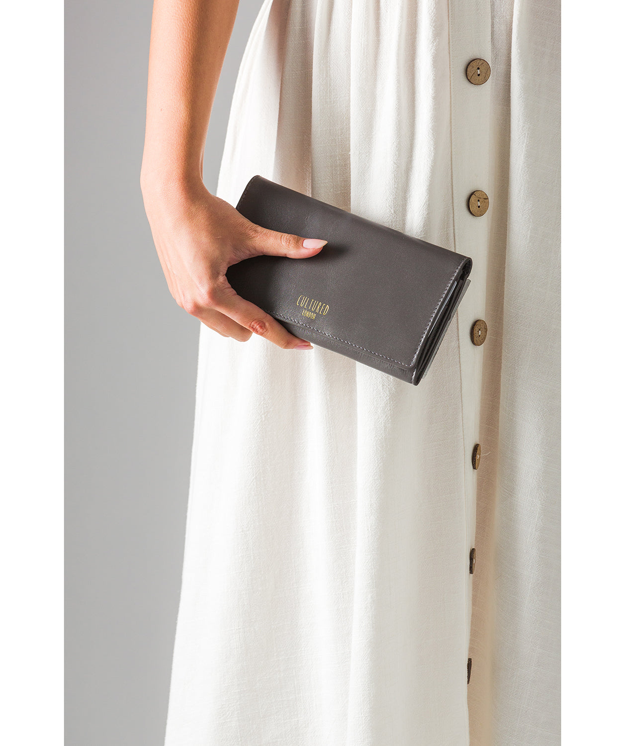 'Harlow' Grey Leather Purse