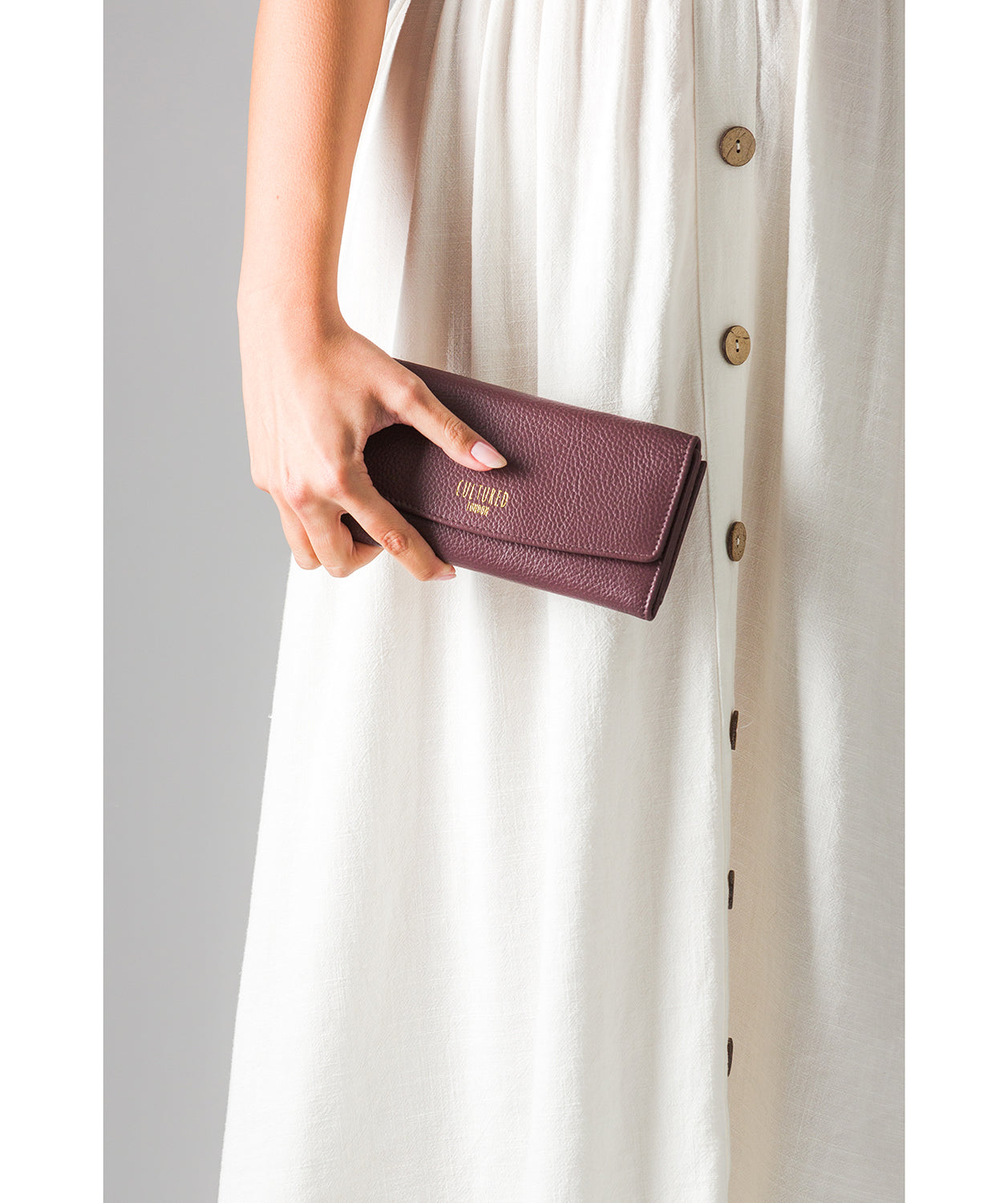 'Talulla' Dark Burgundy Grey Leather Purse