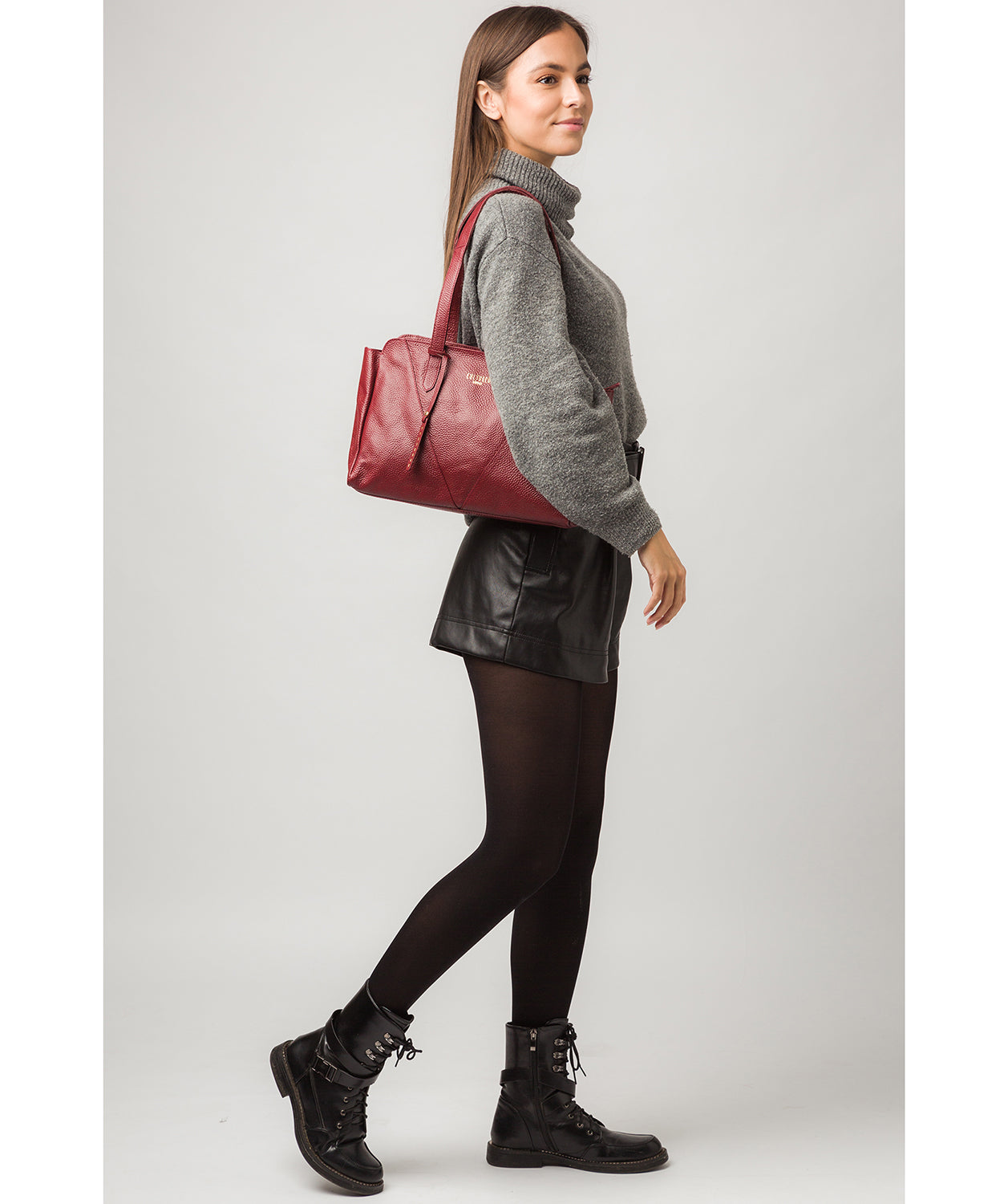 Red Leather Shoulder Bag 'Greta' by Cultured London – Pure Luxuries London