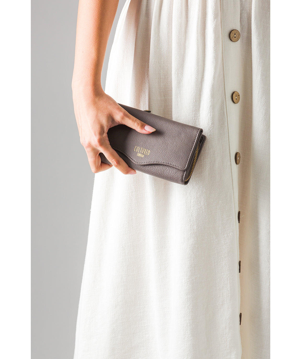 'Letitia' Elephant Grey Leather Purse