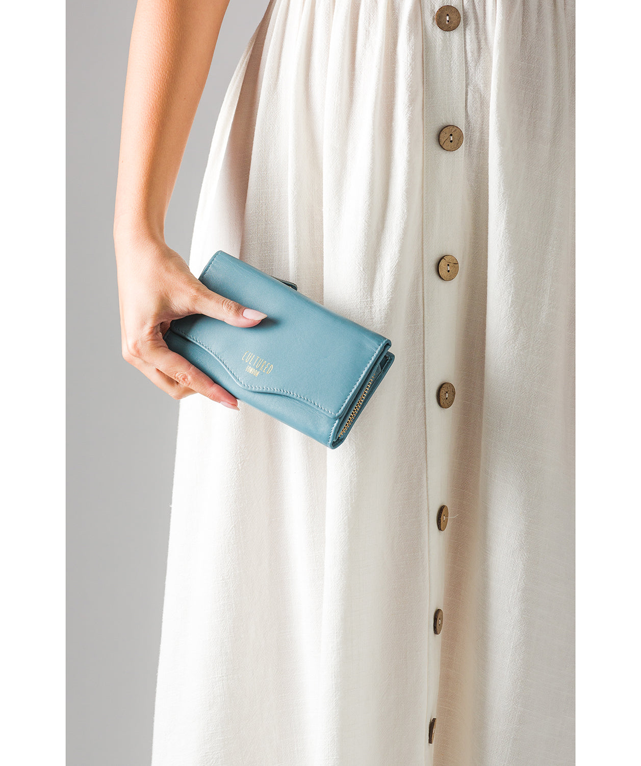 'Letitia' Smoky Blue Leather Purse