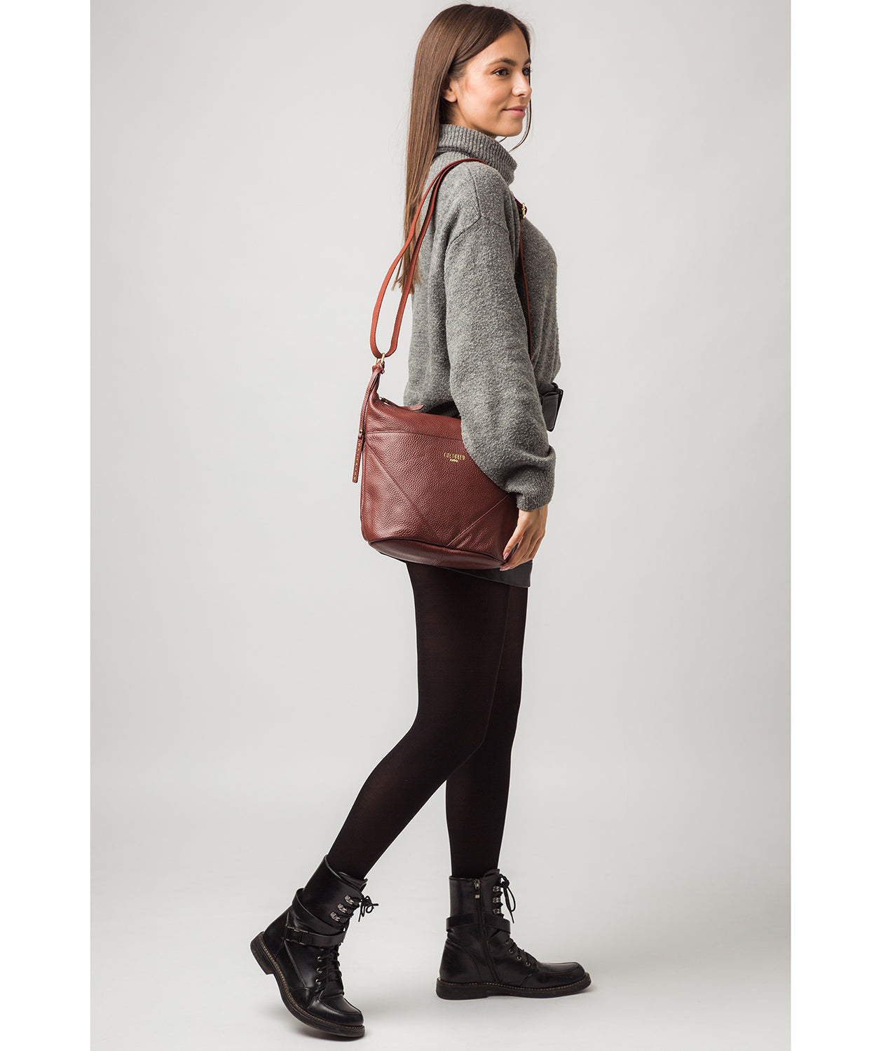 'Olsen' Cognac Leather Shoulder Bag