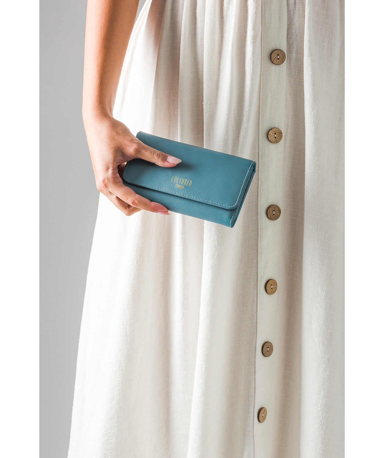 'Odette' Smoky Blue Leather Purse