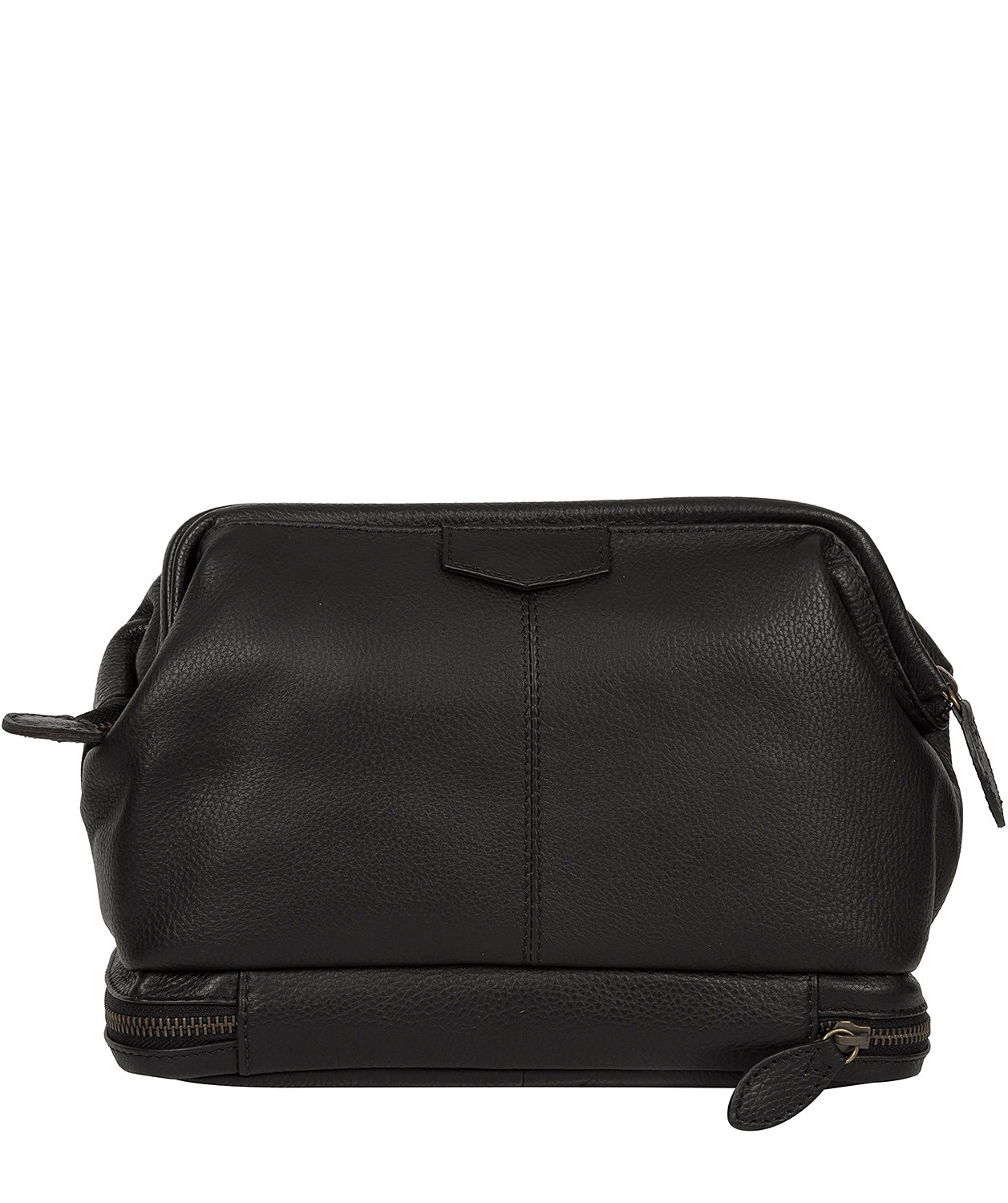 'Rudder' Black Leather Washbag