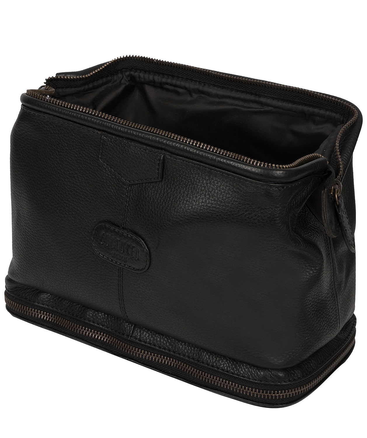 'Rudder' Black Leather Washbag