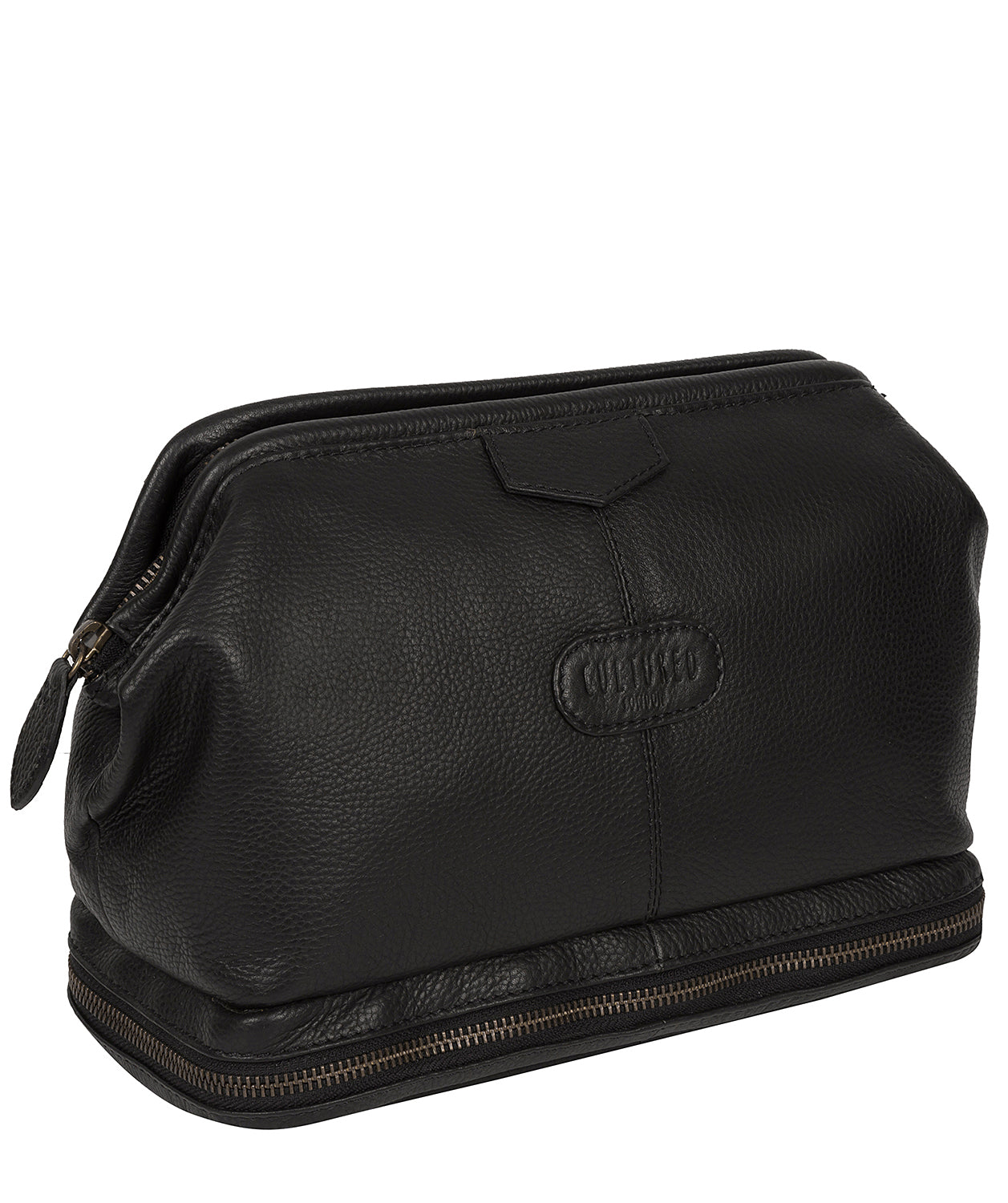 'Rudder' Black Leather Washbag