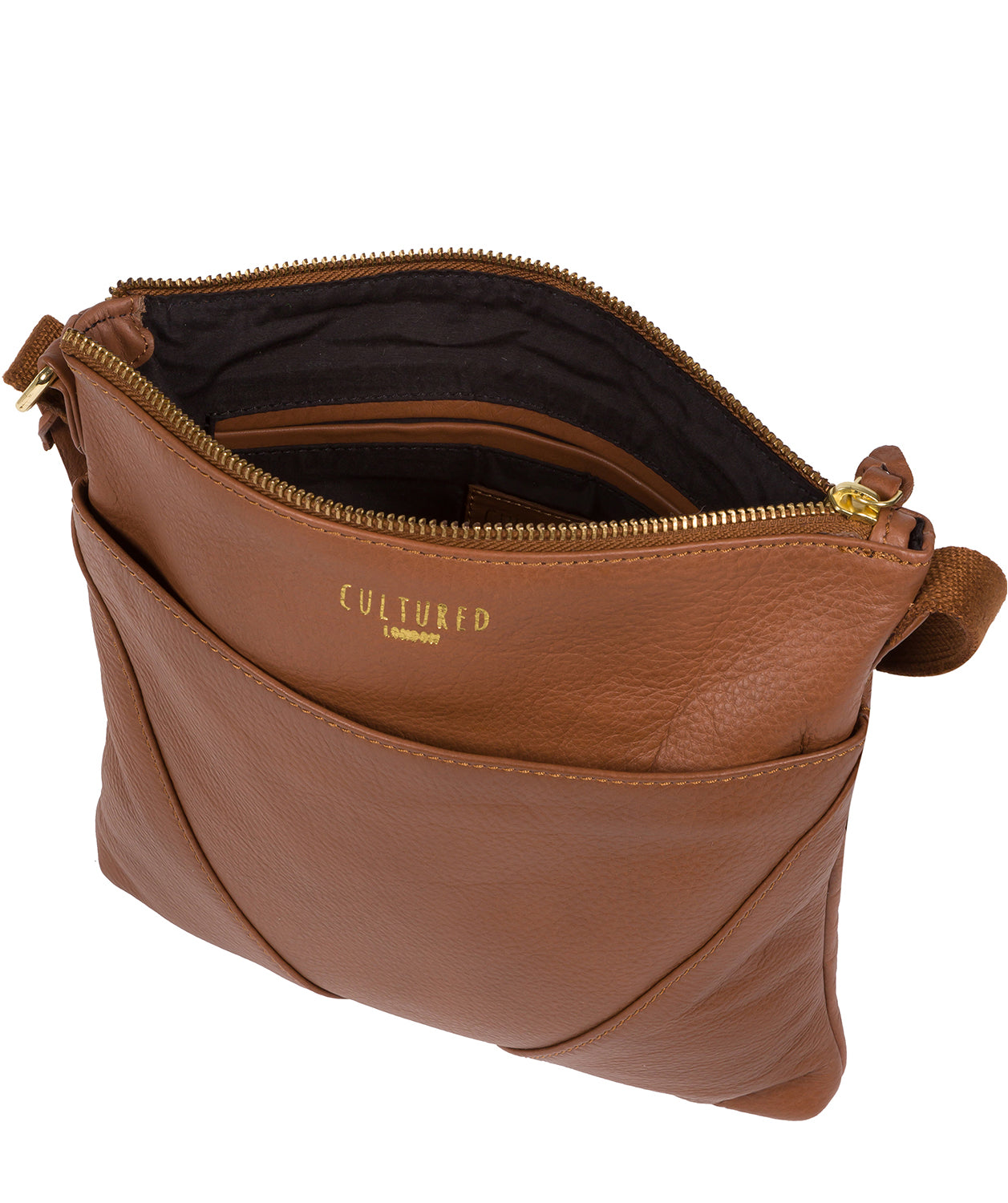 'Camden' Dark Tan Leather Cross Body Bag