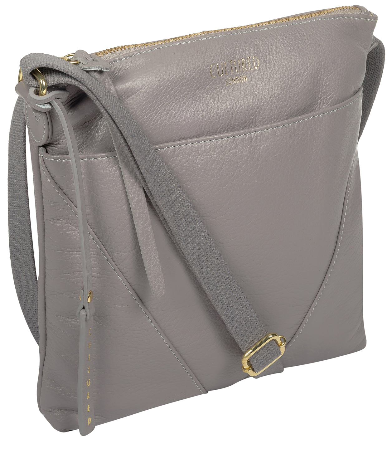 'Camden' Grey Leather Cross Body Bag