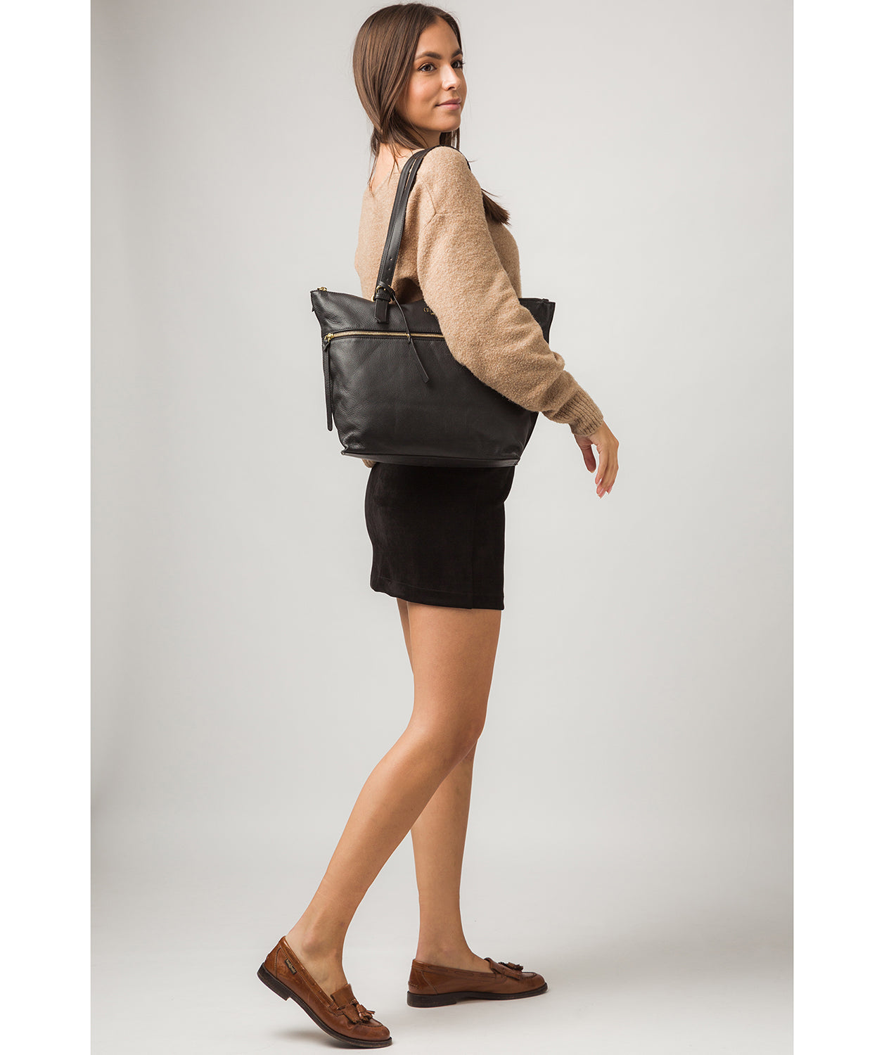 'Moorgate' Black Leather Tote Bag