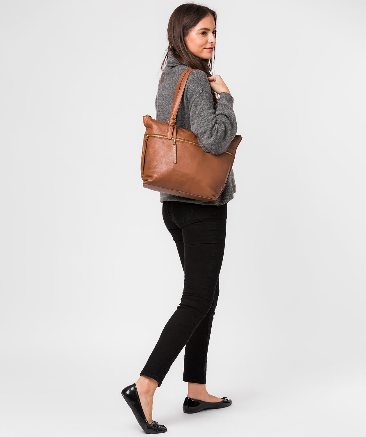 'Moorgate' Dark Tan Leather Tote Bag