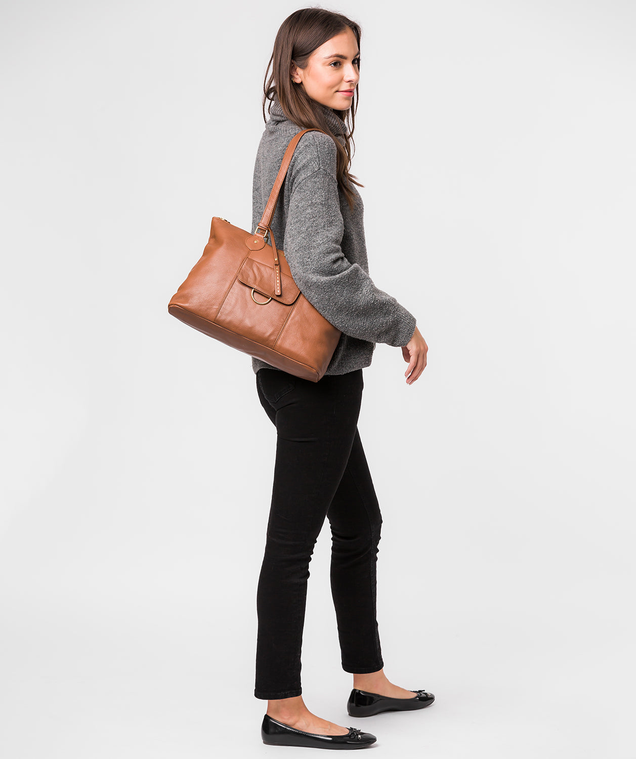 'Bayswater' Dark Tan Leather Tote Bag