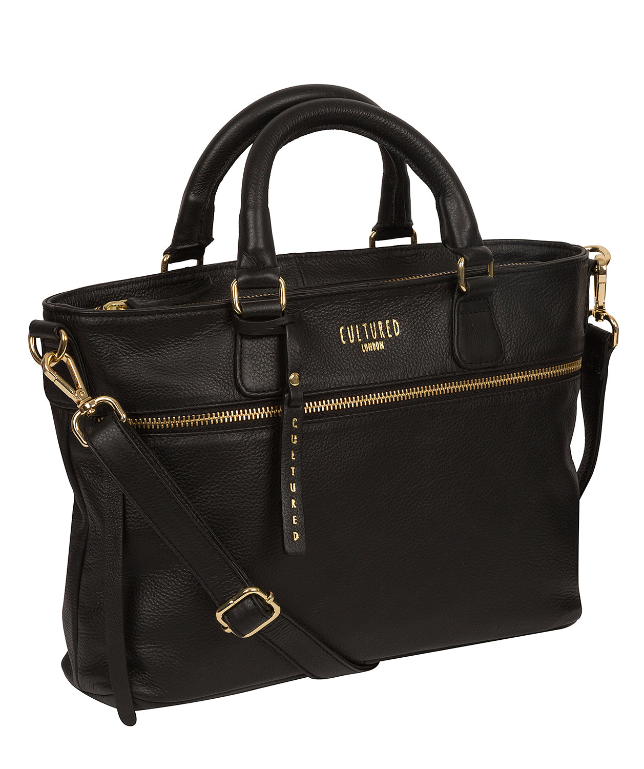 'Mitcham' Black Leather Grab Bag