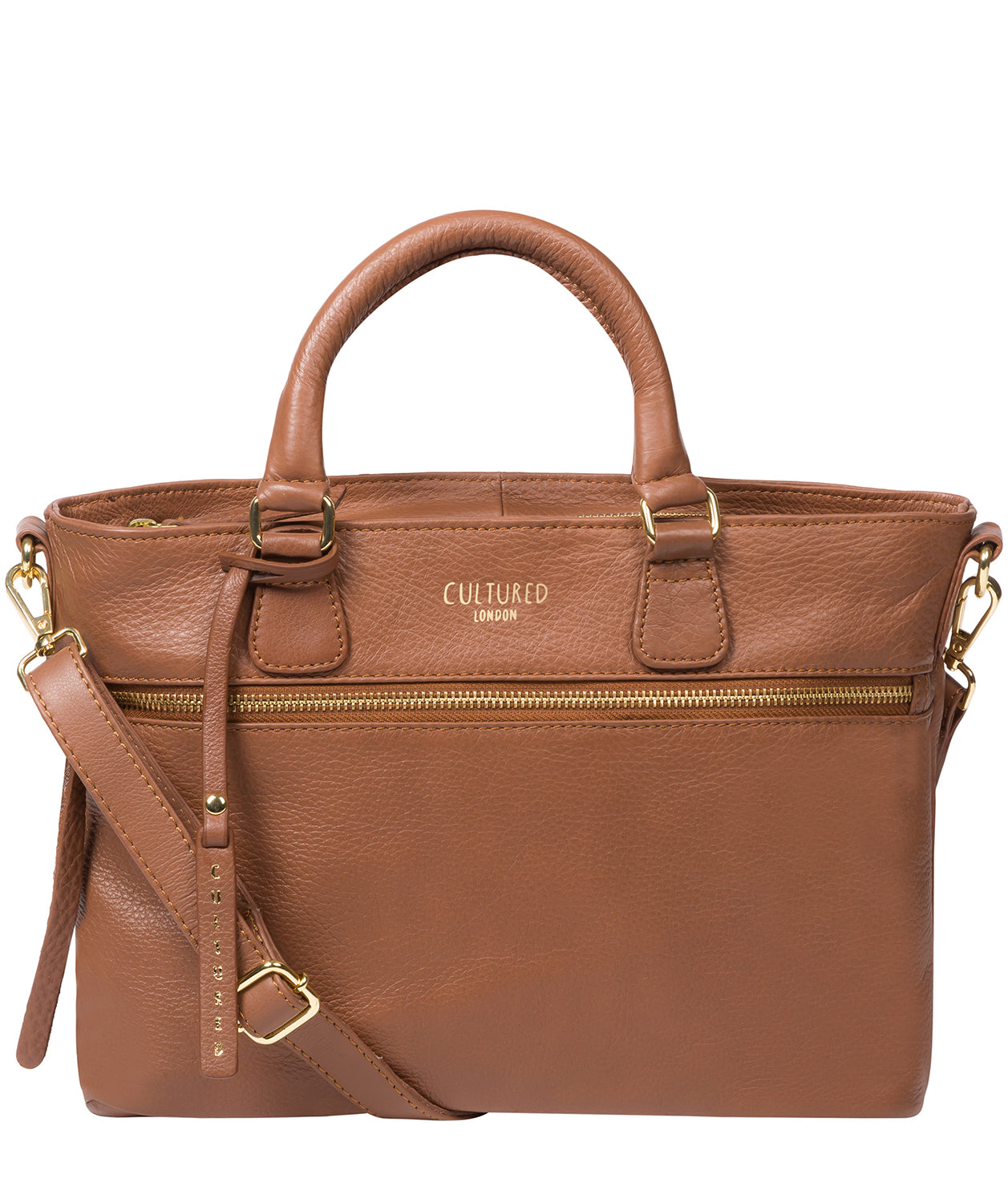 'Mitcham' Dark Tan Leather Grab Bag