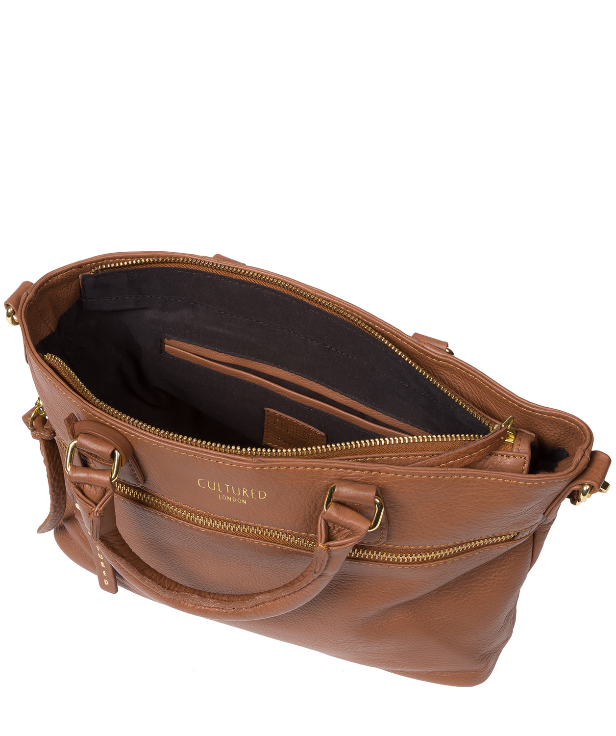 'Mitcham' Dark Tan Leather Grab Bag