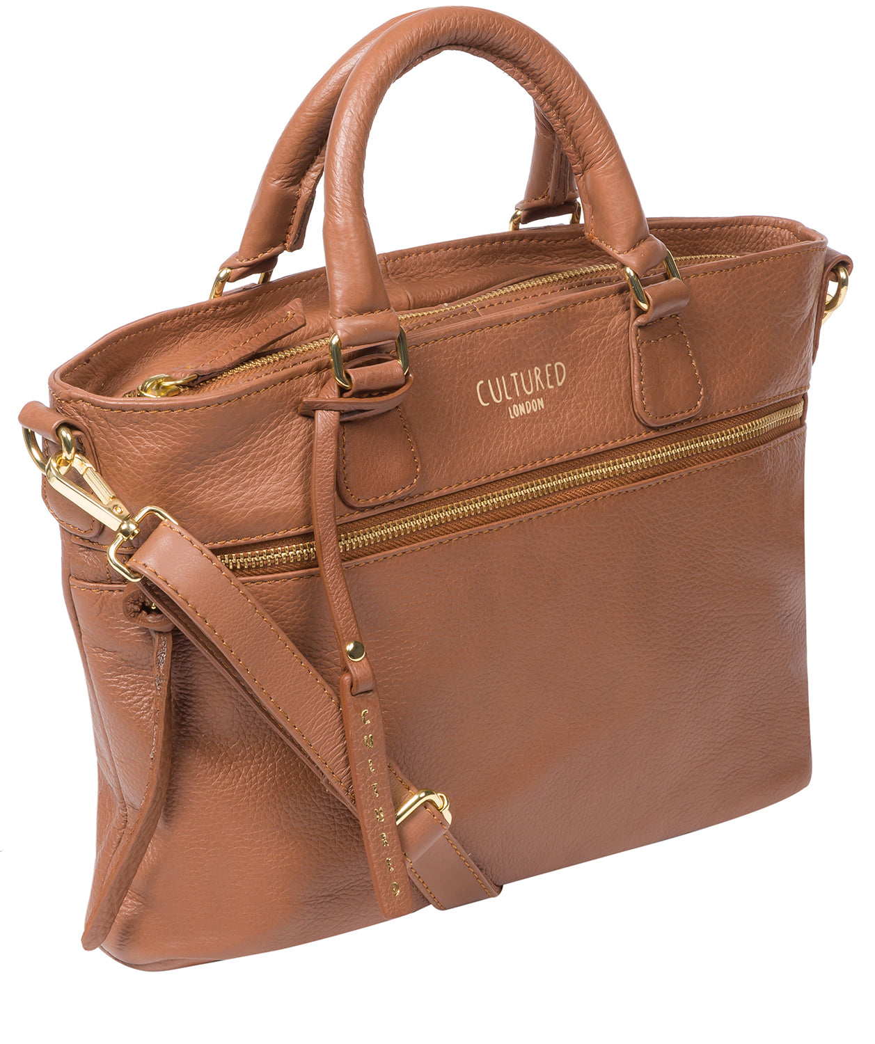 'Mitcham' Dark Tan Leather Grab Bag