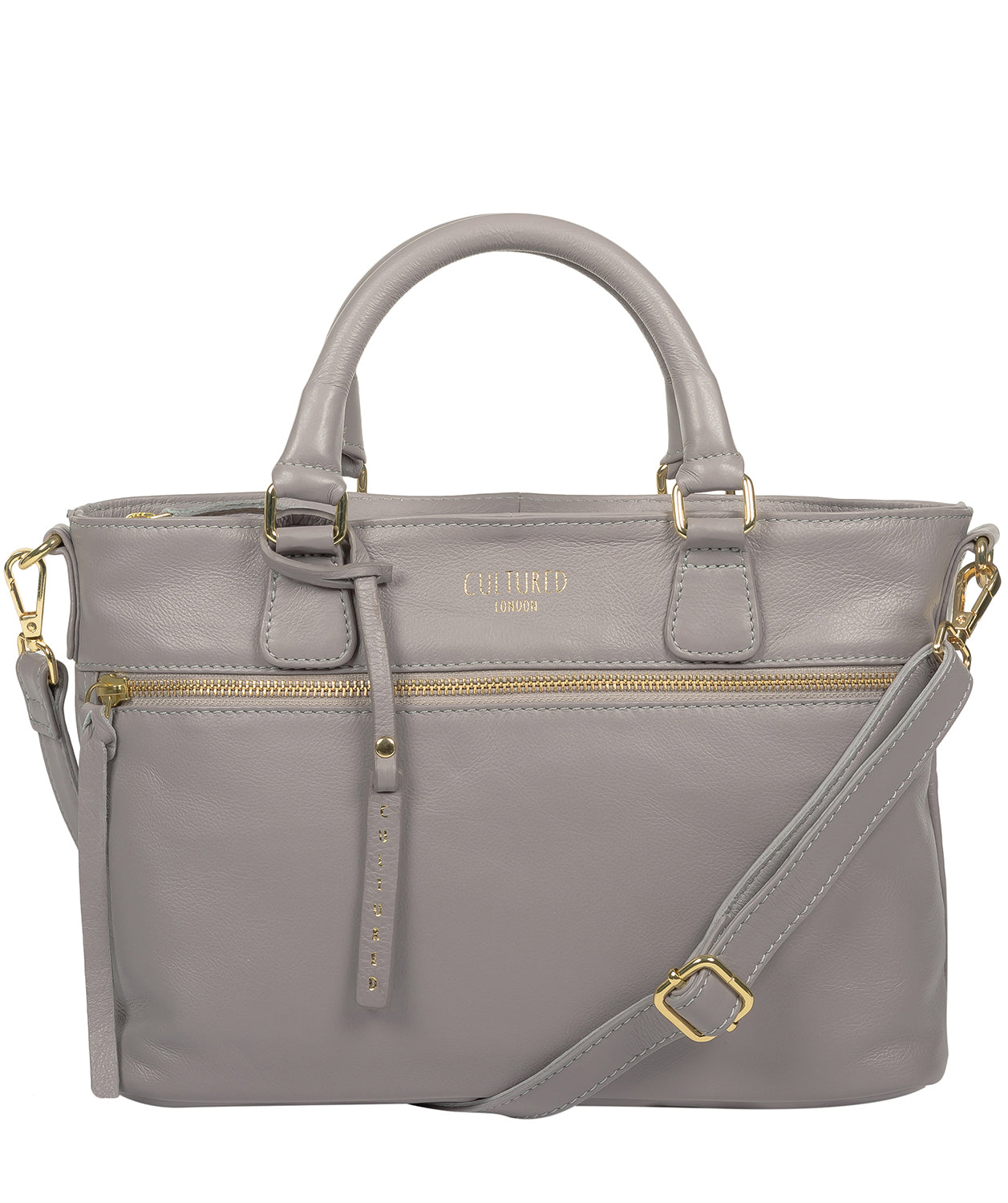 'Mitcham' Grey Leather Grab Bag