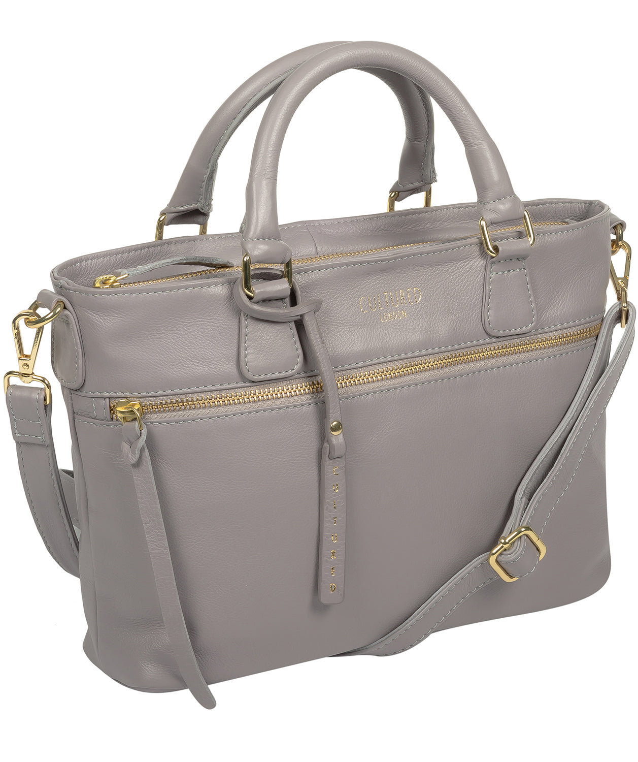 'Mitcham' Grey Leather Grab Bag