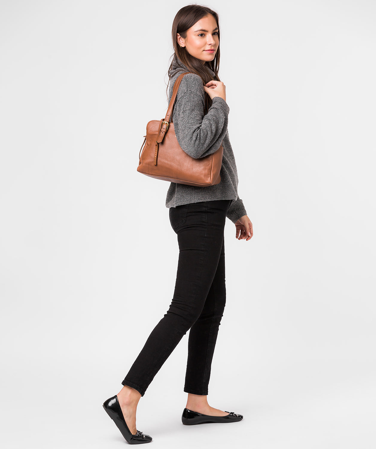 'Beckenham' Dark Tan Leather Handbag