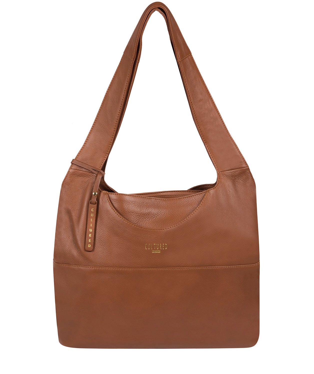 'Boston' Dark Tan Leather Shoulder Bag