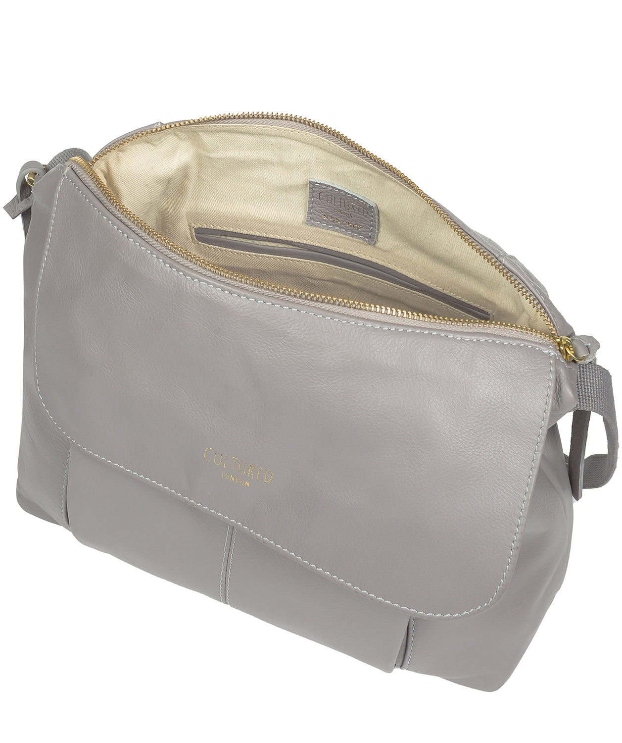 'Chancery' Grey Leather Shoulder Bag